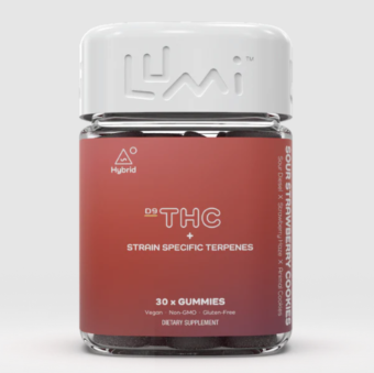 lumi d9 terpene gummies sour strawberry cookies 300mg