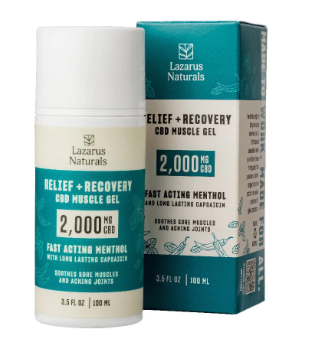 lazarus naturals relief + recovery cbd muscle gel 2000mg