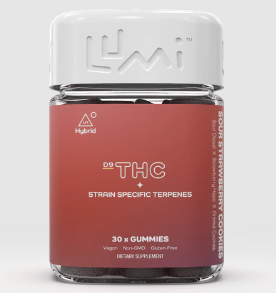 lumi d9 terpene gummies sour strawberry cookies 300mg