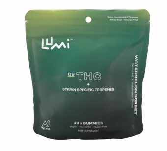 lumi watermelon sorbet d9 thc terpene gummies 300mg