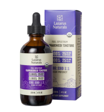lazarus naturals classic 1:1 cbg:cbd tincture flavorless 6000mg