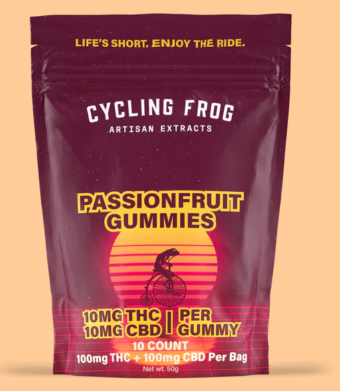 cycling frog d9+cbd passionfruit gummies 40 count