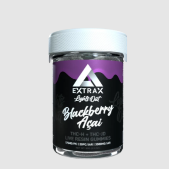 delta extrax lights out thch+thcjd gummies blackberry acai 3500mg