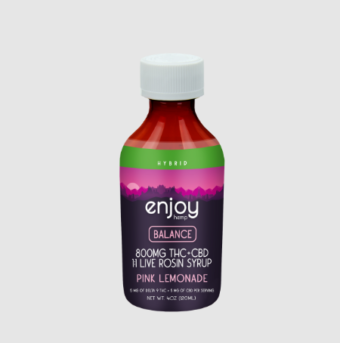 enjoy hemp d9+cbd syrup for balance pink lemonade 800mg