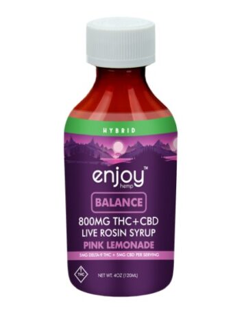 enjoy hemp pink lemonade balance thc+cbd syrup 800mg
