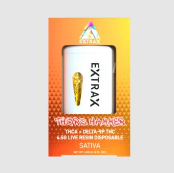 delta extrax adios blend thca+d9thcp live resin dispo thor's hammer 4.5g