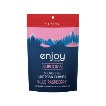 enjoy hemp d9 live rosin gummies for euphoria blue raspberry 600mg