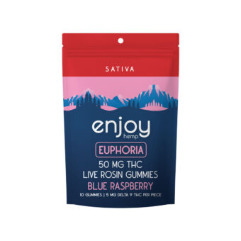 enjoy hemp d9 live rosin gummies blue raspberry for euphoria 50mg (sativa)