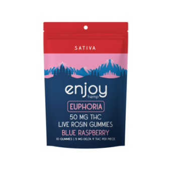 enjoy hemp d9 live rosin gummies for euphoria blue raspberry 50mg