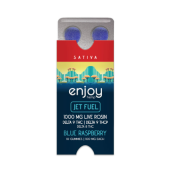 enjoy hemp live rosin d9+thcp gummies for jet fuel blue raspberry 1000mg