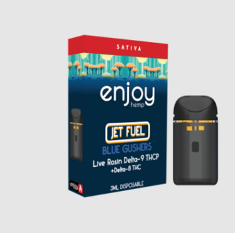 enjoy hemp live rosin d9+thcp disposable for jet fuel blue gushers 3ml