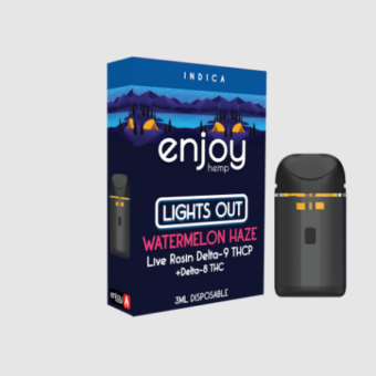 enjoy hemp live rosin d9+thcp disposable for lights out watermelon haze 3ml