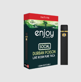 enjoy hemp pure thca disposable for social durban poison 1g