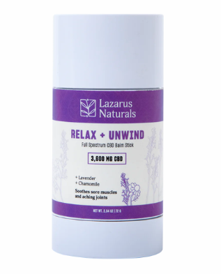 lazarus naturals relax+unwind cbd balm stick 3600mg