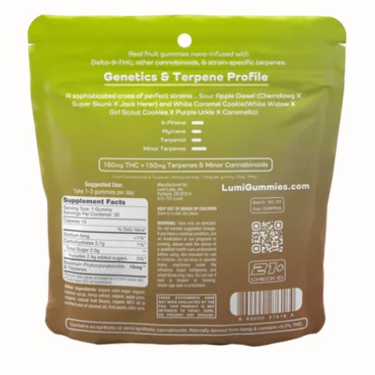 lumi sour caramel apple kush d9 thc terpene gummies 300mg