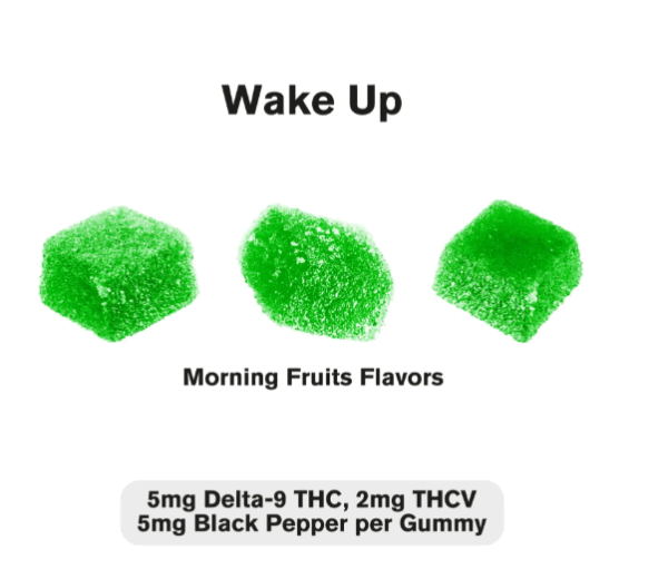 d9thc morning fruit flavors d9+thcv wake up gummies 210mg