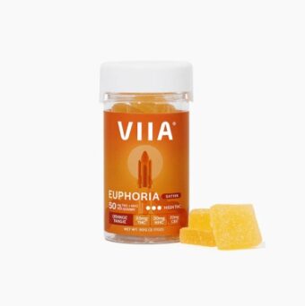 viia euphoria d9+cbg gummies orange tangie 50mg