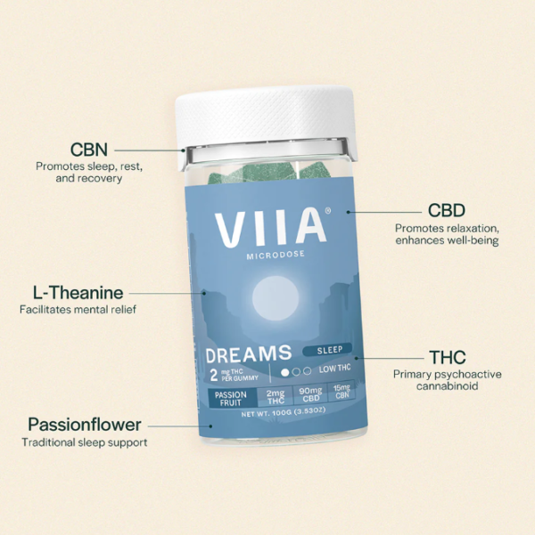 viia dreams d9+cbn gummies passion fruit 2200mg