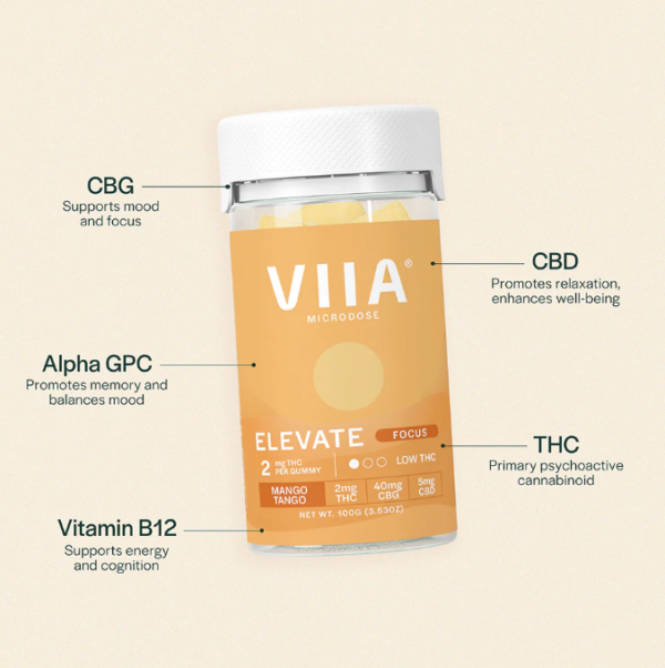 viia elevate d9+cbg gummies mango tango 940mg