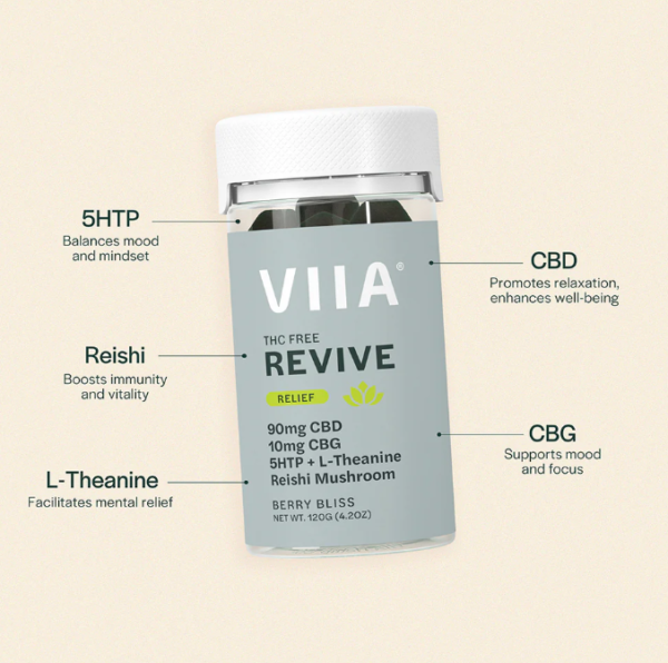 viia revive relief cbd+cbg gummies berry bliss