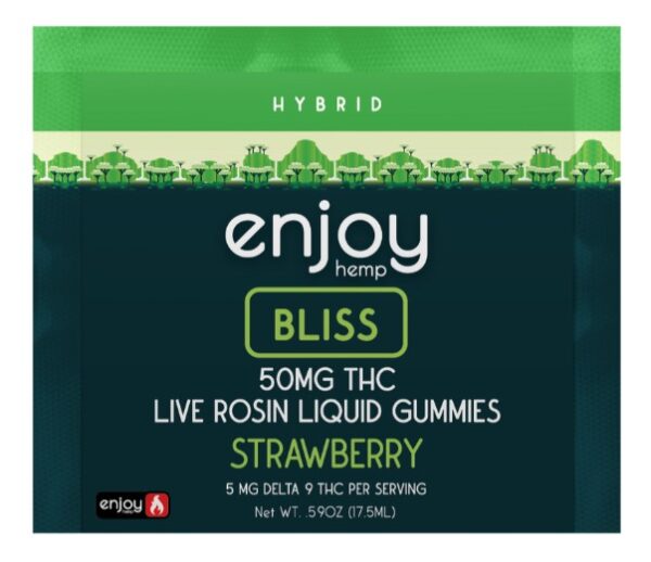 enjoy hemp d9 live rosin bliss d9 liquid gummies strawberry 50mg