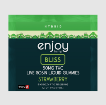 enjoy hemp d9 live rosin bliss d9 liquid gummies strawberry 50mg