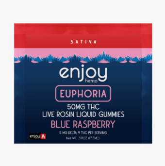 enjoy hemp d9 live rosin euphoria d9 liquid gummies blue raspberry 50mg