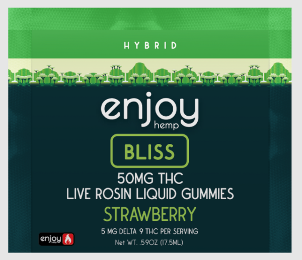 enjoy hemp d9 live rosin euphoria d9 liquid gummies blue raspberry 50mg (copy)