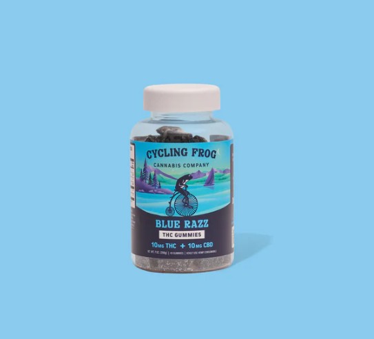 cycling frog bluerazz thc+cbd gummies 10 count