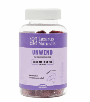 lazarus naturals cbd+thc unwind gummies black currant 10 count