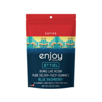 enjoy hemp live rosin thcp+d9 gummies for jet fuel blue raspberry 80mg