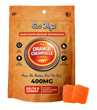 change to new bags gas boys orange creamsicle delta 9 gummy 400mg