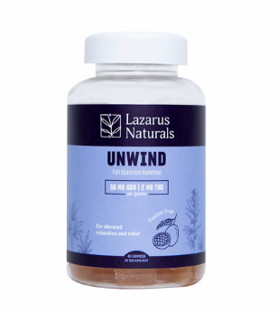 lazarus naturals cbd+thc unwind gummies passionfruit 10 count