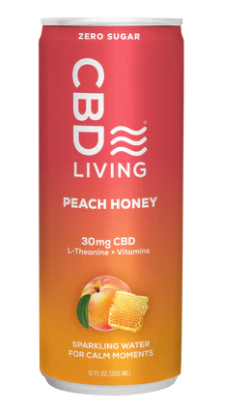 cbd living peach honey sparkling water 30mg