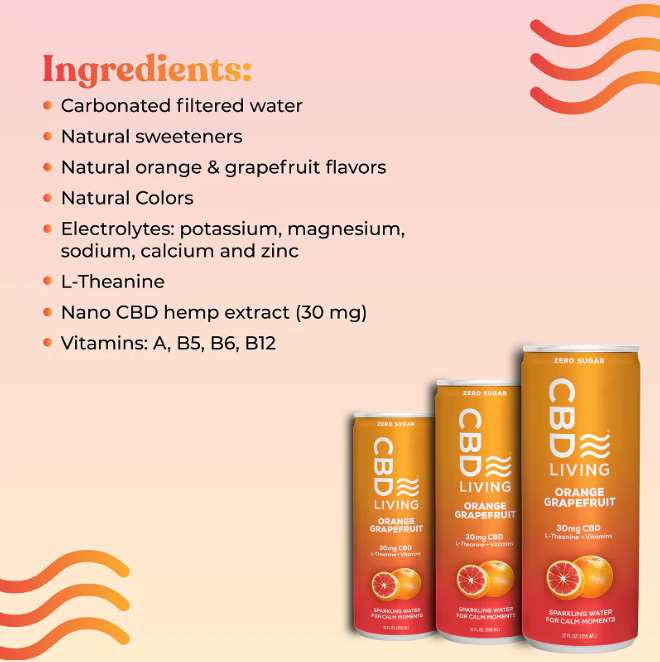 cbd living orange grapefruit sparkling water 30mg single