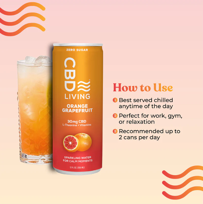 cbd living orange grapefruit sparkling water 30mg single