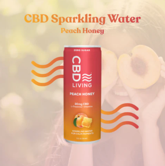 cbd living peach honey sparkling water 30mg single