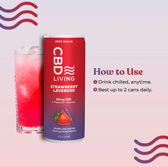 cbd living strawberry lavender sparkling water 30mg single