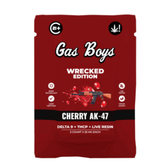 gas boys wrecked d9+thcp live resin nano gummy cherry ak 47 50mg