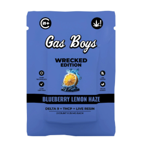 gas boys wrecked d9+thcp live resin nano gummy blueberry lemon haze 50mg