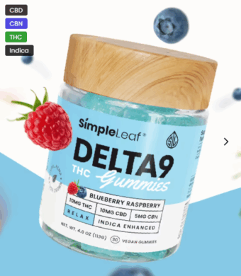 simple leaf blueberry raspberry d9+cbd+cbg gummies