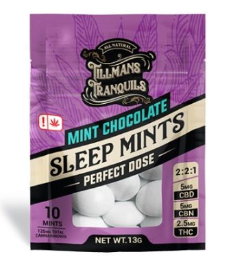 tillman's tranquils mint chocolate cbn+thc sleep mints 10 pack