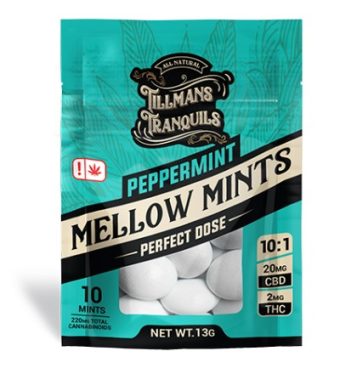 tillman's tranquils peppermint cbd+thc mellow mints 10 pack