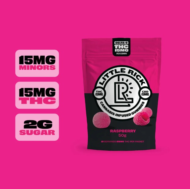 little rick raspberry gummy cbd+thc 150mg