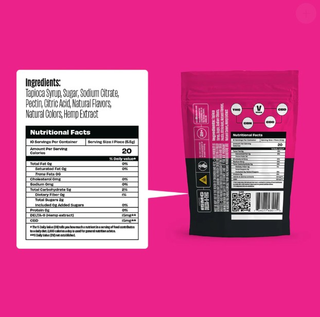 little rick raspberry gummy cbd+thc 150mg