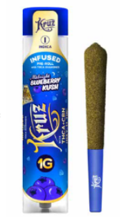 kruz midnight blueberry kush thca liquid diamond pre roll 1g