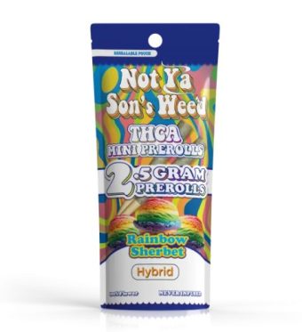 not ya son's weed rainbow sherbet mini pre roll thca 1g 2 pack
