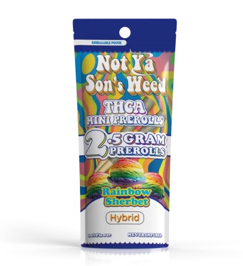 not ya son's weed rainbow sherbet mini pre roll thca 1g 2 pack