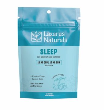 lazarus naturals lemon mango sleep cbd+cbg+cbn gummies 10 count