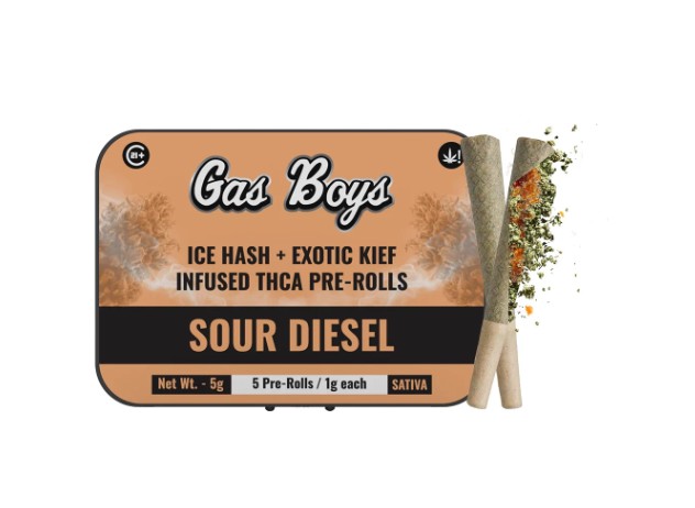 gas boys sour diesel solventless hash + kief infused thca pre roll 1.5g (copy)